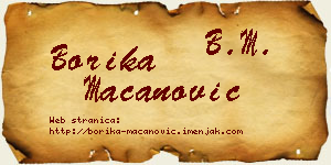 Borika Macanović vizit kartica